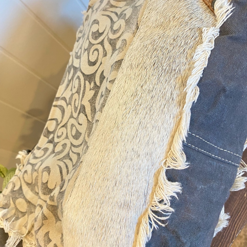 Myra Handbag Canvas, Cotton Patterned With Hide Fabric - Picture 12 of 16